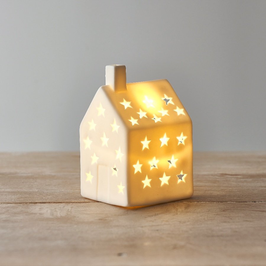 CERAMIC LED HOUSE, 16CM Vintage Charm